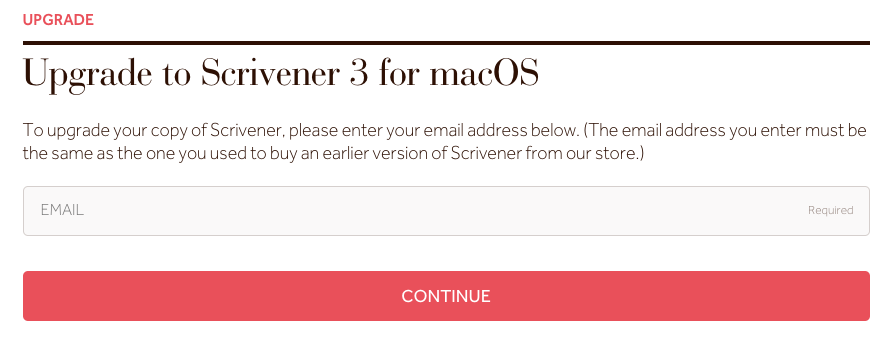 Upgrade Scrivener E-Mail